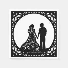 Casal de Casamento de Silhouette guardanapos de pa