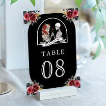 Casal de Esqueleto Gótico Número de Mesa de Casame