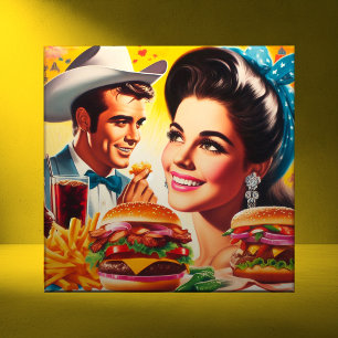 Casal de Fast Food Retrô