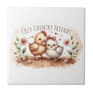 Casal de Franguinhos Caprichosos Aquarela Cottagec