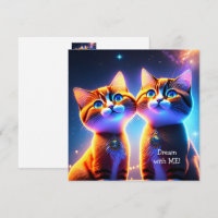 Casal de gato bonito debaixo do céu estrelado -