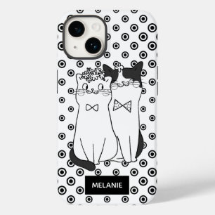 Casal de Gato Branco e Preto Personalizado