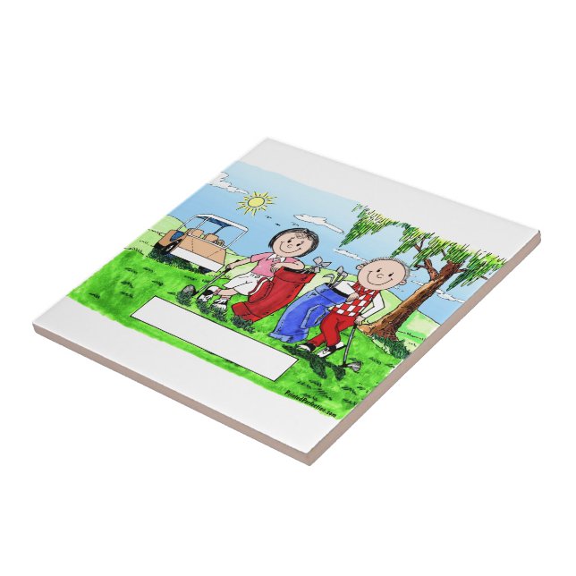 Casal de Golfe - Cartoon Personalizado (Lateral)