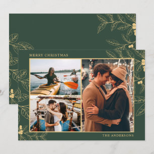 Casal de Natal Feliz com Três Fotografias Botânica