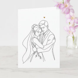 Casal de noivos, cartão do dia do casamento