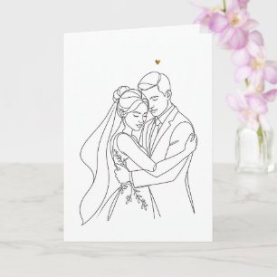 Casal de noivos, cartão do dia do casamento