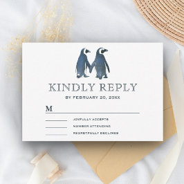 Casal de Pinguins Românticos Fofo RSVP