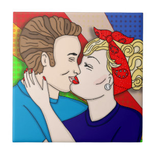Casal de Pop de arte retrô de 1950