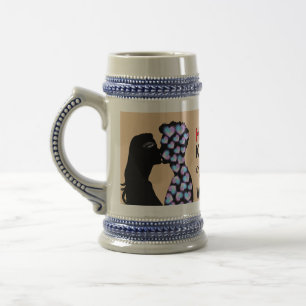 Casal de silhueta romântica Caneca de cerveja de b