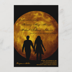 Casal de Silhuette Orange Moon - Convites de casam