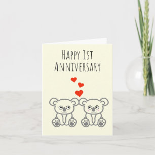 Casal de Urso Koala Cute- Feliz Cartão de Aniversá