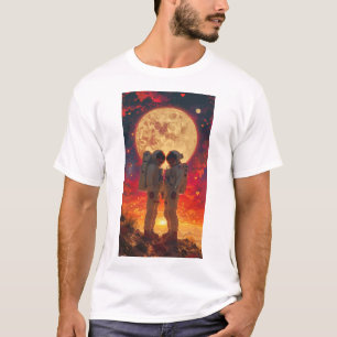 Casal do Astronauta do Estilo Retro na Camisa do D