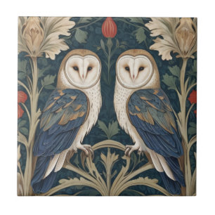 Casal do Barn Owl William Morris estilo duas coruj
