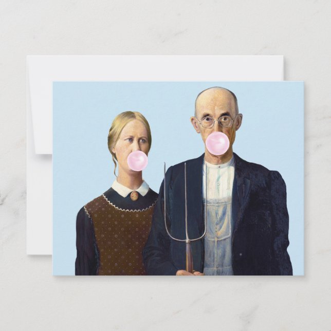 Casal do Gothic Americano soprando chiclete (Frente)