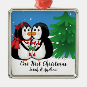 Casal do pinguim nossos primeiros enfeites de