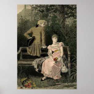 Casal do Victorian do vintage no impressão da art