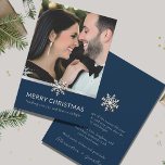 Casal Elegante - Primeiro Cartão com fotos de Nata<br><div class="desc">Capture a essência encantadora do seu primeiro Natal junto como um casal com este cartão com fotos chato de Natal elegante do Casal Elegante Primeiro Natal. A frente ostenta uma foto elegante de vocês dois, irradiando amor e união. Um toque de sofisticação é adicionado pelo design do floco de neve,...</div>