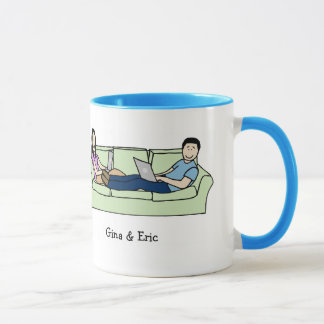 Casal em laptop - caneca personalizada dos