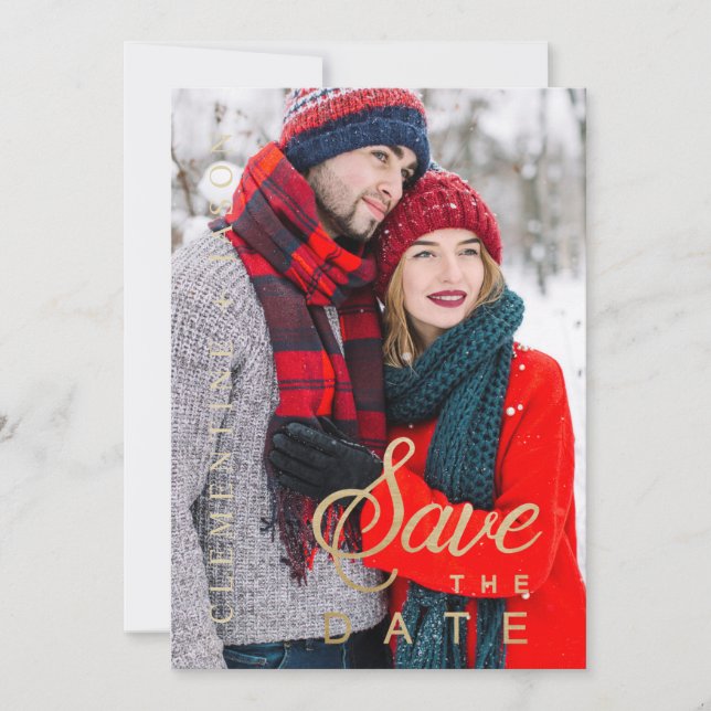 Casal Engajado com Foto Personalizada Letra Capric (Frente)