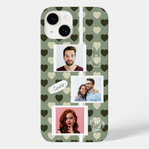 Casal Foto Com Amor Corações Verdes Padrão Editáve