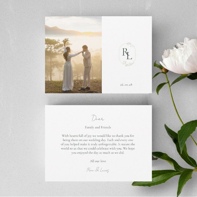 Casal Foto Monograma Cartões de agradecimentos pla (Criador carregado)
