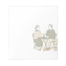 Casal Idoso Café Minimalista Bloco de Notas Sage