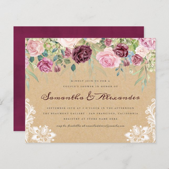 Casal Kraft Rústico de Rótulo de Chá Floral (Frente/Verso)