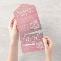 Casal Mason Jar String Acende Casamento Floral Ros