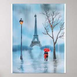 Casal na Poster de pintura da Torre Eiffel em Pari