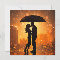 casal no amor sombra está na chuva
