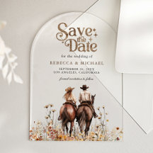 Casal Ocidental Cavalgando Cavalos Casamento Salva