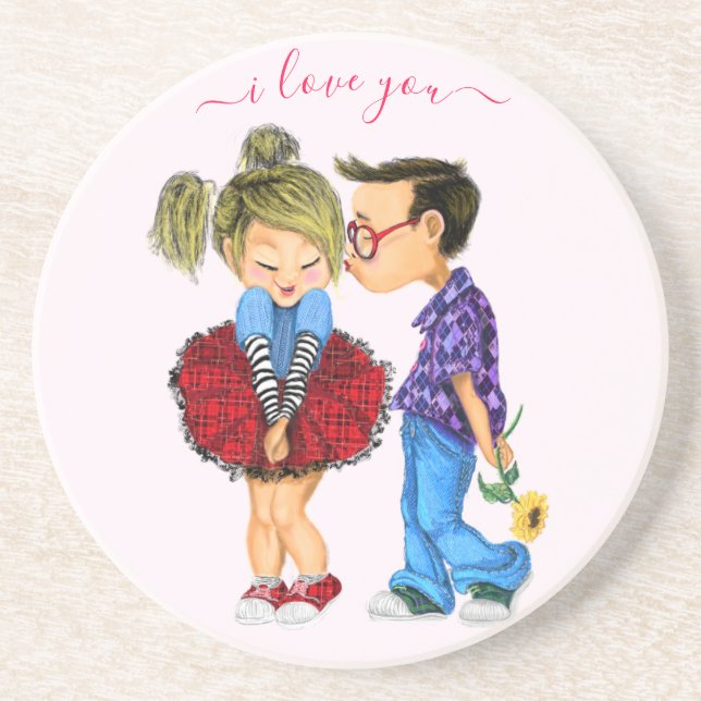 Casal Porta copos Beijo Amor - Eu Te Amo (Frente)