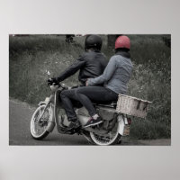 Casal preto e branco da Vintage na Poster de motoc