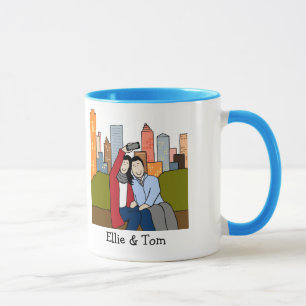 Casal que toma a caneca personalizada selfie- dos