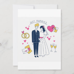 Casal "Recém-Casados" Desenhado à Mão com Capricho