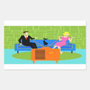 Casal retroativo com adesivos de gato