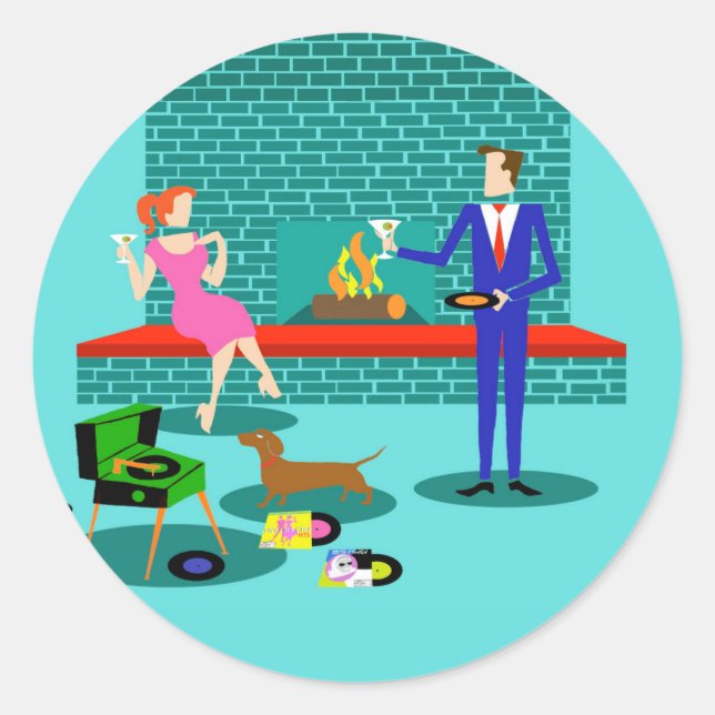 Casal retroativo com adesivos para cães (Frente)