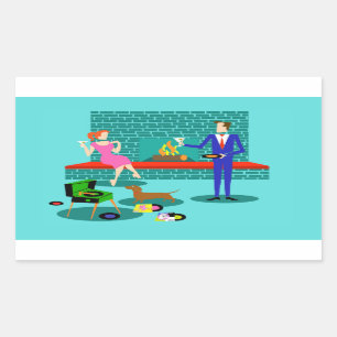 Casal retroativo com adesivos para cães