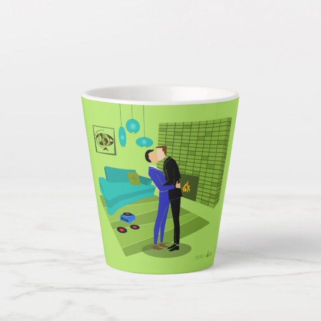 Casal Retroativo No Amor Na Caneca Lateral (Frente)