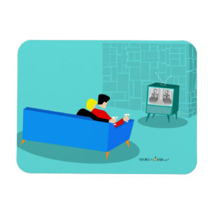 Casal retroGay assistindo ao ímã de fotos flexí