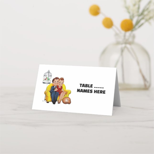 Casal retrorreflector WEDDING com Cartões de Local (Frente)