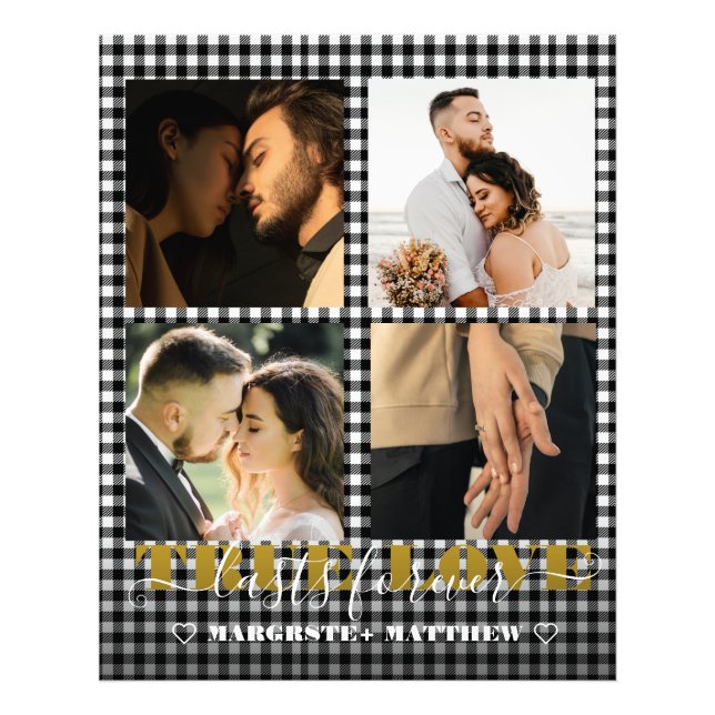 Casal Romântico Amor Verdadeiro 4 Foto & Citação (Frente)