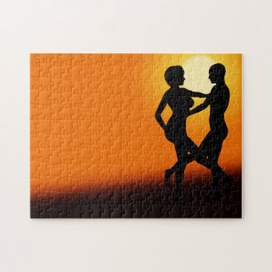 Casal Romântico de dança Sunset Quebra-cabeça