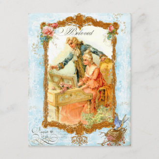 Casal Romântico Estilo de Vintagem Francês Convite