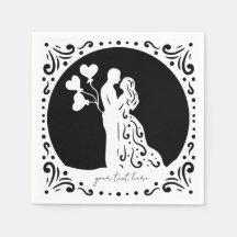 Casal Silhouette - guardanapos de papel branco