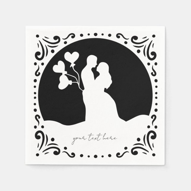 Casal Silhouette - guardanapos de papel branco (Frente)