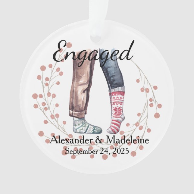 Casal Sock celebra o ornamento acrílico "Engaged" (Frente)