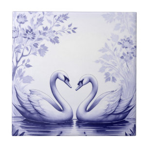 Casal Swan Delft Blue e White Swan Lake Bird