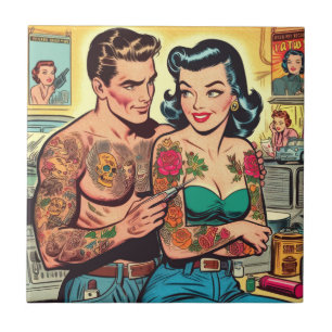 Casal Tatuado Histórias em quadrinhos Vintage