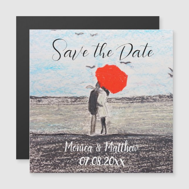 Casal Vermelho Guarda-chuva Vermelho de Casamento  (Frente/Verso)